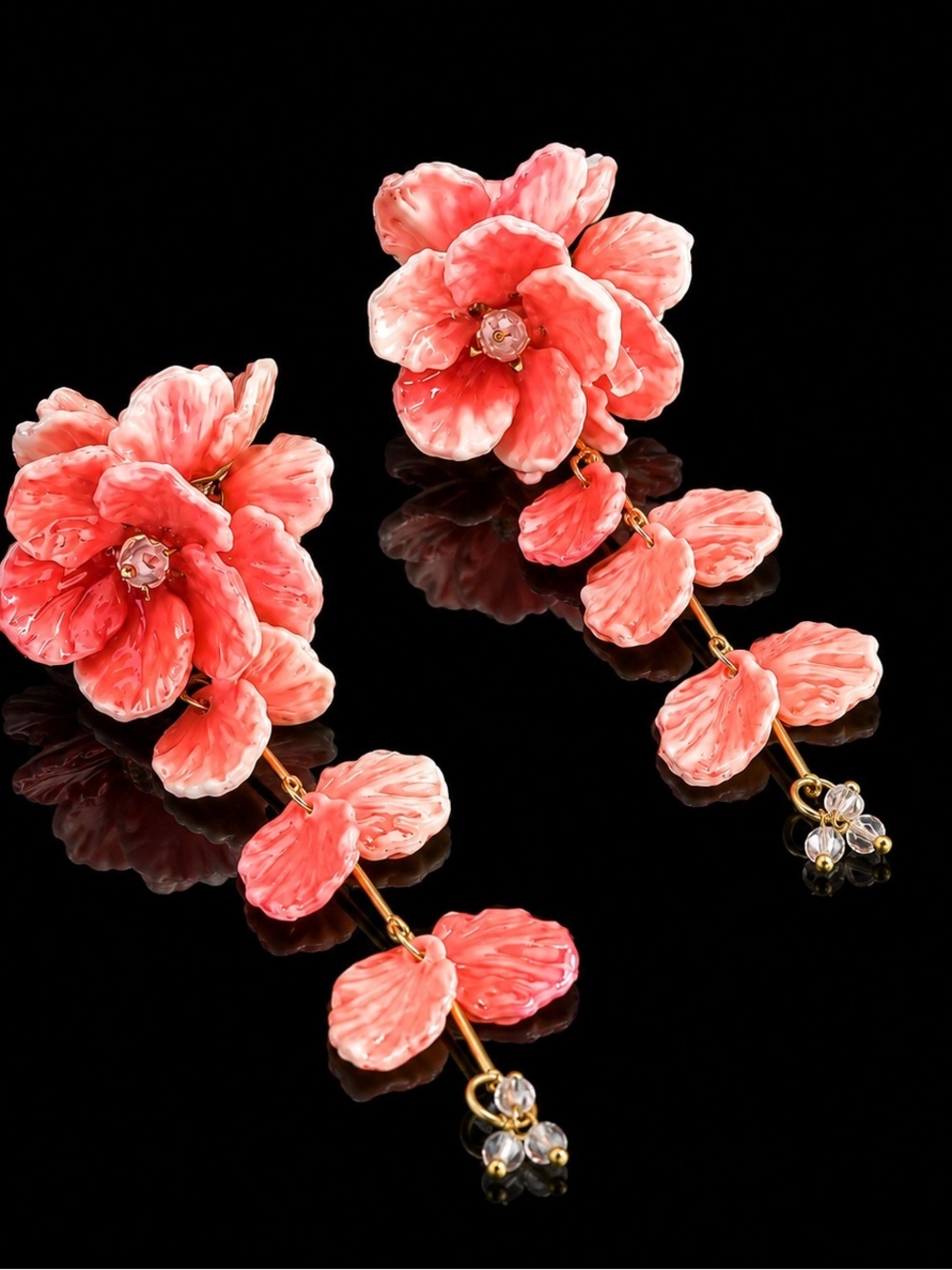 Orange Flower Drop Earrings - Women's Jewelry